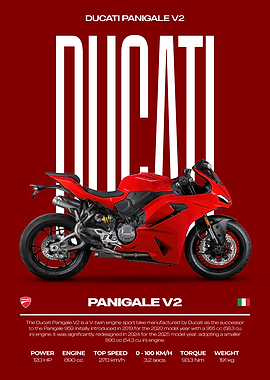 Ducati Panigale V2 Red Motorcycle Poster