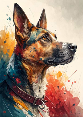Colorful German Shepherd Portrait