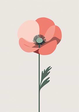 Minimalist Poppy Flower Illustration
