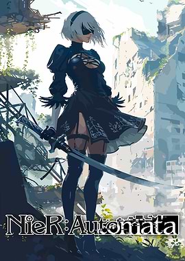 2B in a ruined city