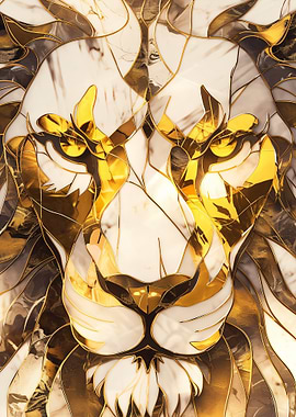 Golden Lion Abstract Art