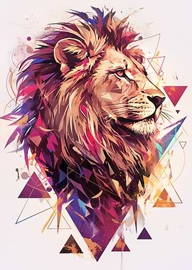Lion Head Geometric Art