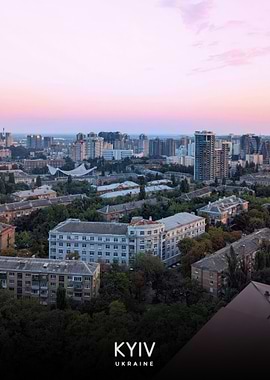 Kyiv, Ukraine cityscape at dusk
