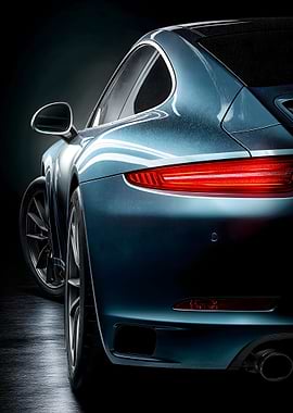 Sleek Blue Sports Car Rear View