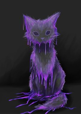 Ethereal Purple Cat Digital Art