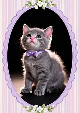 Cute Kitten with Pastel Vintage Charm