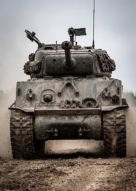 Front View of Military Tank