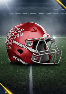 Red Football Helmet on Field