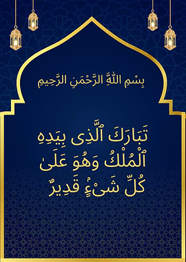 Surah Al-Mulk – Elegant Islamic Calligraphy in Blue and Gold