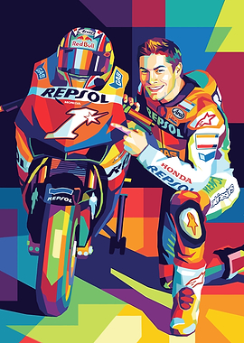 Nicky Hayden MotoGP Racer and Bike Pop Art