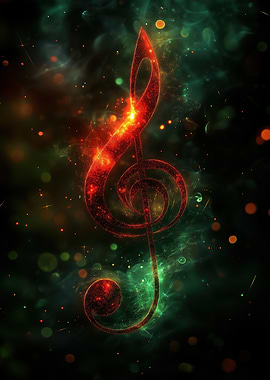 Fiery Treble Clef in Nebula