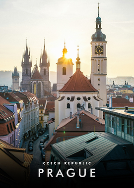 Prague cityscape at sunrise, Czech Republic