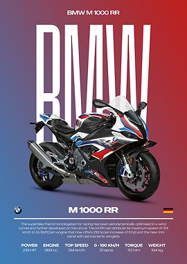 BMW M 1000 RR Motorcycle Poster