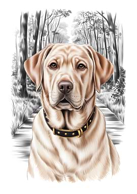 Labrador Portrait in Forest