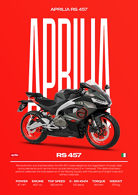 Aprilia RS 457 Motorcycle on Red Background