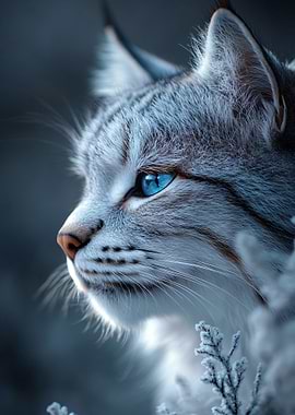Lynx Portrait with Piercing Blue Eyes