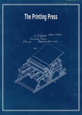 Patent Printing Press blue