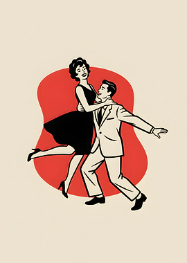Retro Couple Dancing Illustration