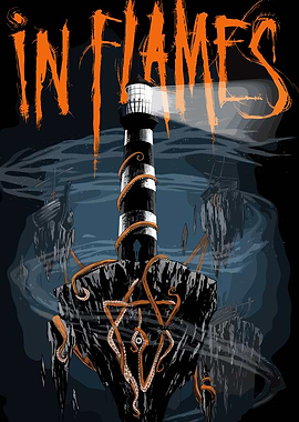 In Flames: Lighthouse and Kraken Illustration