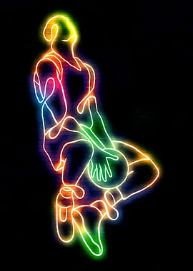Neon Basketball Player Silhouette