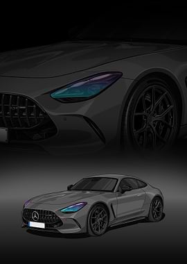 Gray Mercedes-AMG SL Coupe Illustration