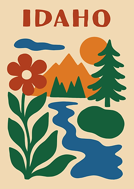 Idaho Landscape Illustration