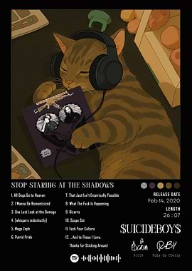 Cat listening to Suicideboys album