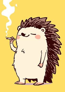 Smoking Hedgehog Cartoon Illustration