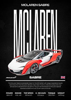 McLaren Sabre Car Poster