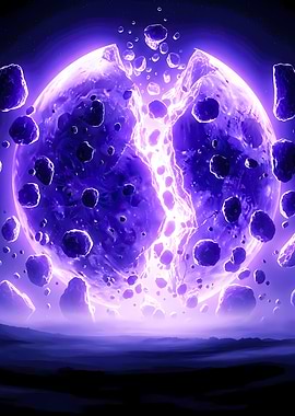 Exploding Planet with Asteroids