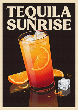 Retro Tequila Sunrise Cocktail