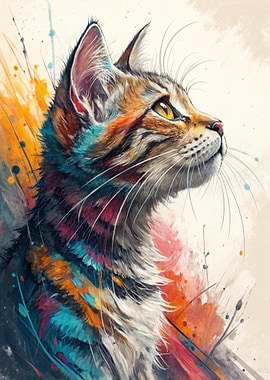 Colorful Cat Portrait