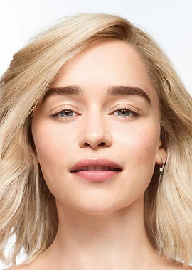 Emilia Clarke portrait, blonde hair, blue eyes