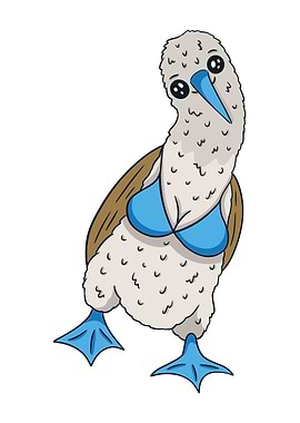Cartoon Blue-Footed Booby in Bikini