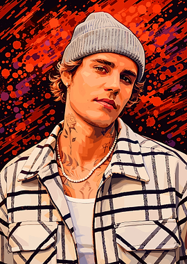 Justin Bieber Portrait with Abstract Background
