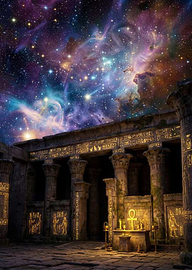 Ancient Temple Under a Starry Sky