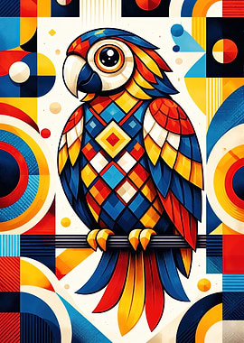 Colorful Geometric Parrot Art