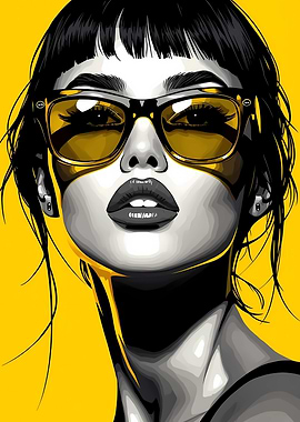 Stylish Woman with Yellow Sunglasses Portrait