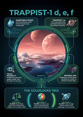 Trappist-1 d, e, f Planets Illustration