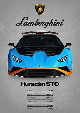 Lamborghini Huracán STO Car Poster