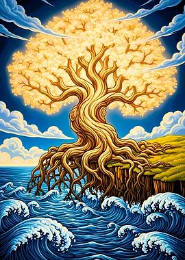 Golden Tree of Life by the Sea