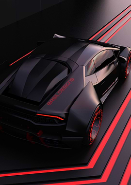 Sleek Black Sports Car with Red Accents