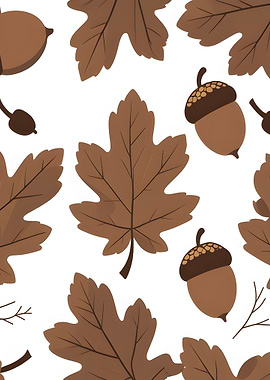 Autumn Leaves and Acorns Pattern