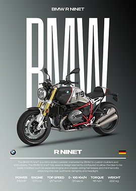 BMW R NineT Motorcycle Poster