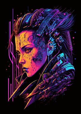 Woman Portrait with Neon Accents