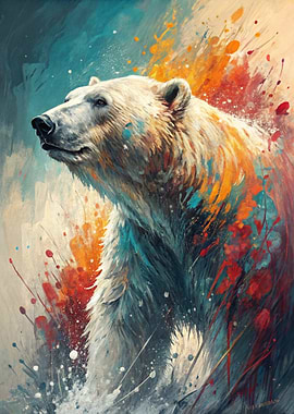 Colorful Polar Bear Portrait