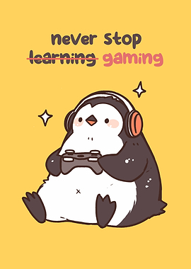 Gaming Penguin Illustration