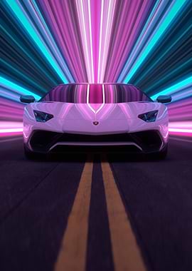 Lamborghini Aventador with Neon Lights