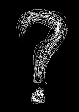Question Mark Scribble on Black