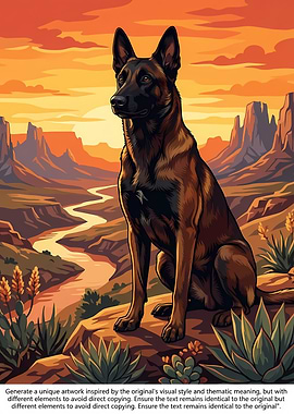 Dog in Desert Landscape Illustration